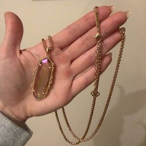 Kendra Scott Danielle Pendant Necklace in Iridescent Drusy (the pink/gold)